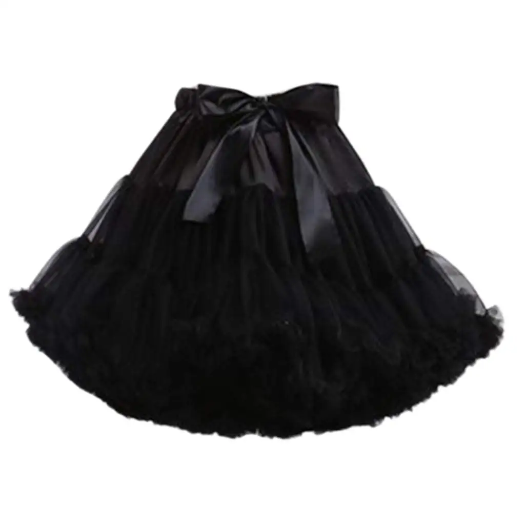 

Women Lolita Cosplay Petticoat A-Line Puffy Tutu Skirt Layered Tulle Ballet Dance Pettiskirts Big Bowknot Underskirt