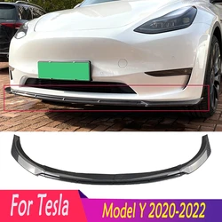 Caldo per Tesla Model Y 2020-2022 ABS nero lucido in fibra di carbonio paraurti anteriore Spoiler Lip Splitter Guard Board Body Kit