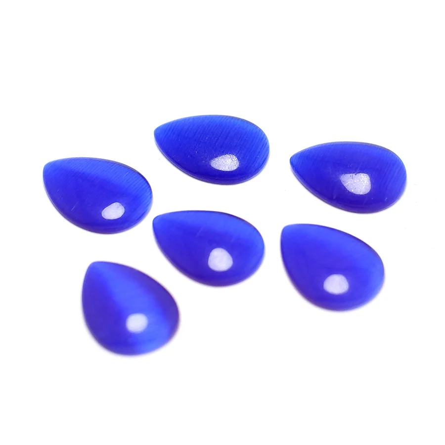 

30pcs Blue Cat Eye Stone,Cabochon Teardrop Polished Flat Back Stone ,Earring Jewelry Necklace Making 14x10mm