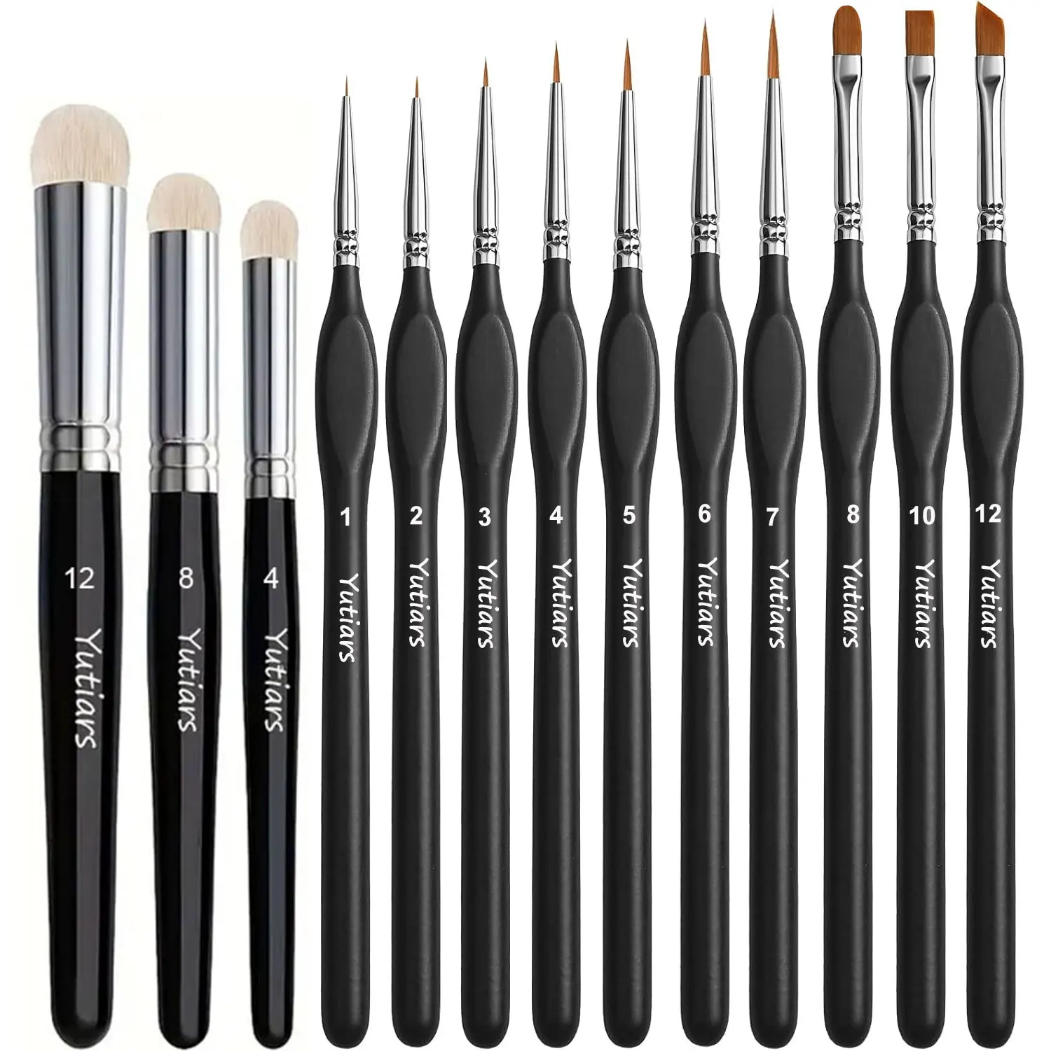 Yutiars Miniature Paint Brushes Drybrush Micro Detail Paint Brush Set, Small Fine Detail Brushes for Acrylic, Watercolor and Oil