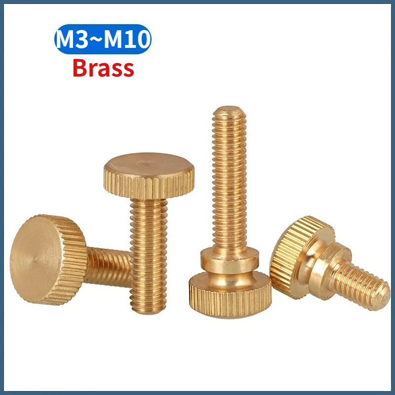 M3 M4 M5 M6 M8 M10 Brass Knurled Flat Head / Step High Head Hand Tighten Adjust Screw Curtain Wall Glass Thumb Bolt
