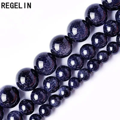 REGELIN Beads Wholesale 4mm 6mm 8mm 10mm 12mm 14mm Blue Quartz Green Aventurine Bead Loose Beads DIY Jewelry Findings
