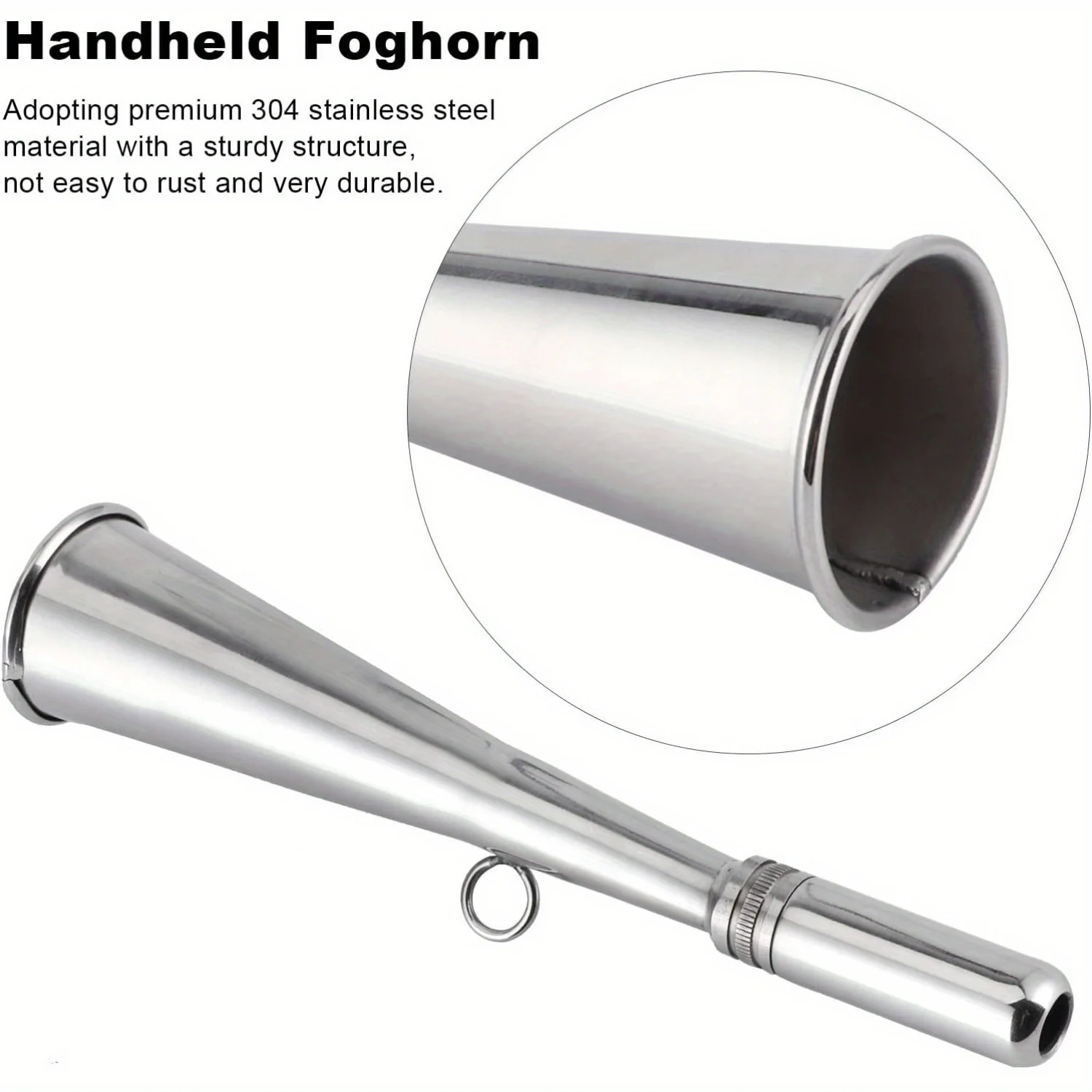 2PCS Manual Handheld Air Horn 304 Stainless Steel Fog Horn Loud Signal Whistle Removable Mouthpiece Boat Marine Accessories