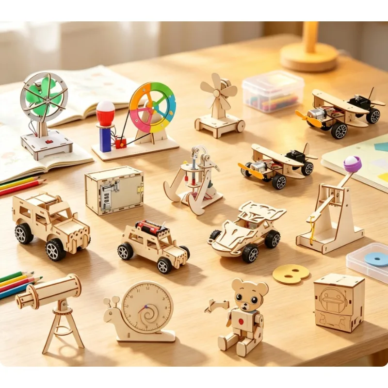Solar Car Lunar Exploration Vehicle Diy Hand-Assembled Model Diy 3d Wooden Puzzle Science And Education Toys Scientific gifts
