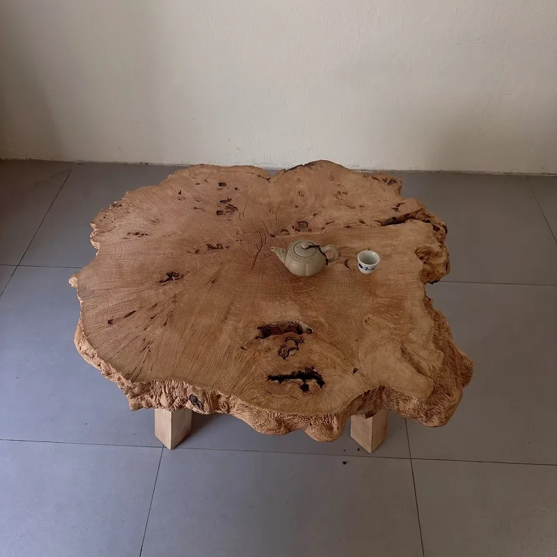 

Natural old wooden coffee table wabi-sabi style space decoration log tea table