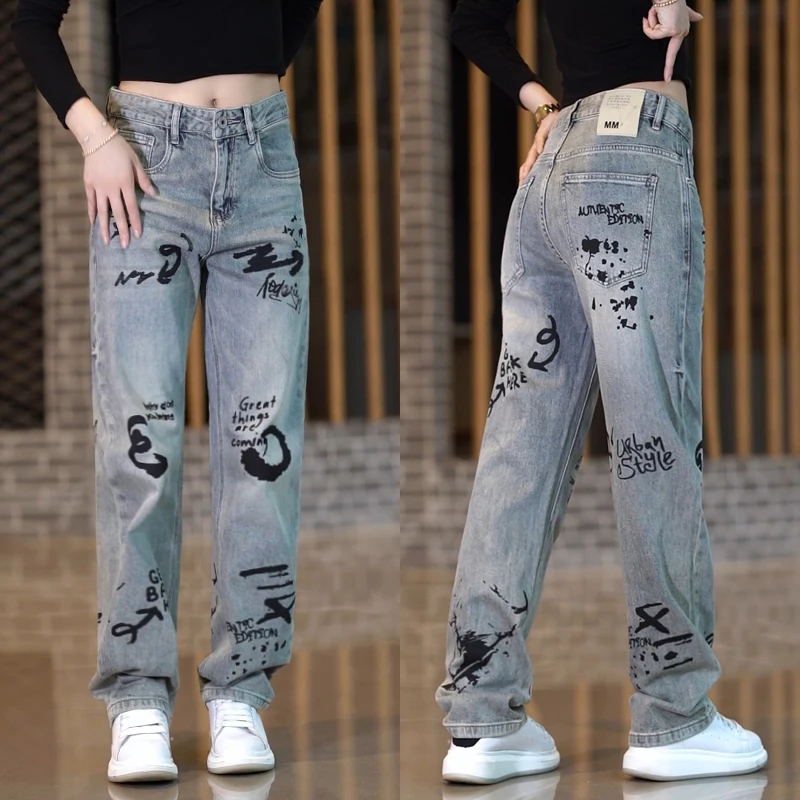 

Мужские джинсы свободного кроя American Fit, прямые штанины, модные повседневные брюки из хлопкового денима с множеством карманов