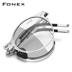 FONEX Photochromic Grey Anti Blue Blocking Folding Reading Glasses Men Women Hyperopia Screwless Foldable Eyeglasses LH014