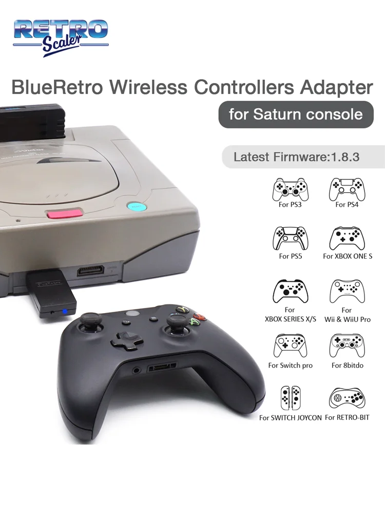 Adapter bezprzewodowy RetroScaler Blueretro do kontrolerów Saturn na PS4 PS5 8bitdo M30 Switch Joycon Xbox One S — zdjęcie produktu 7
