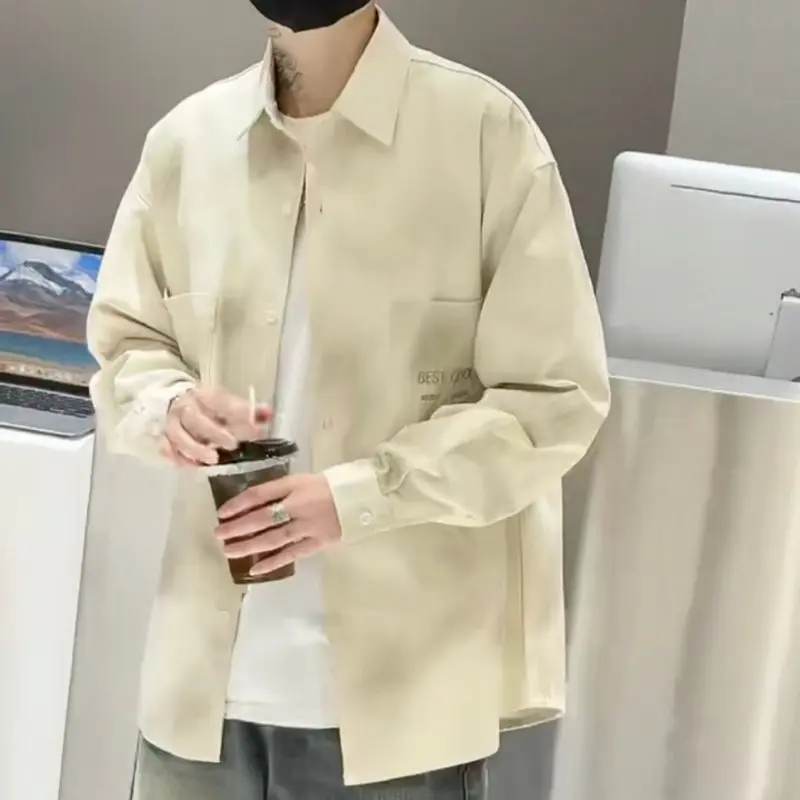 

Весенне-осенняя повседневная джинсовая куртка для мальчиков-подростков, модный универсальный топ с длинными рукавами и воротником, весенне-летняя одежда