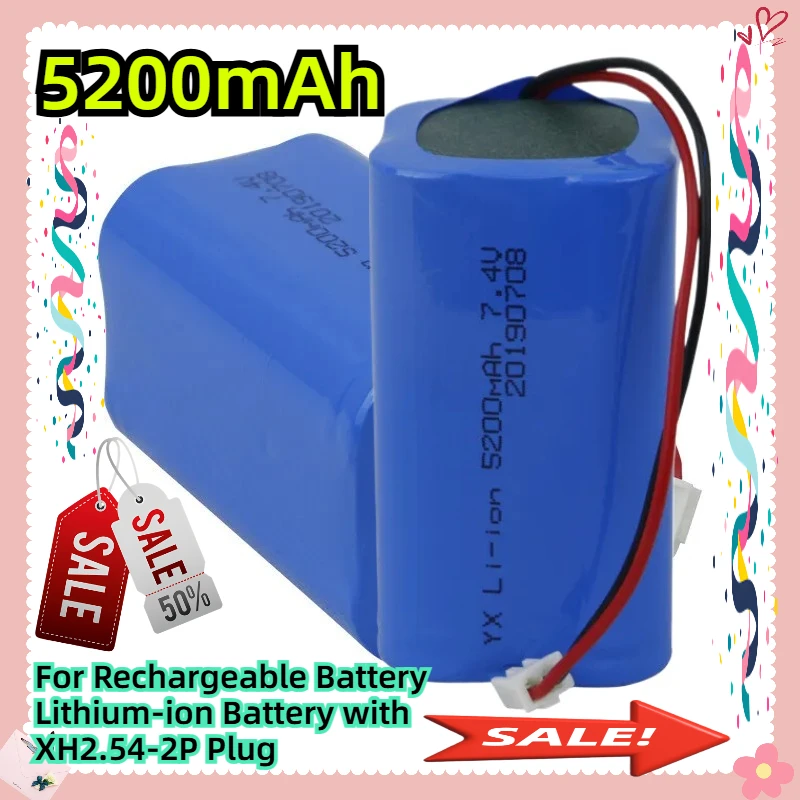 

7.4V 5200Mah For Rechargeable Battery, Lithium-ion Battery with XH2.54-2P Plug