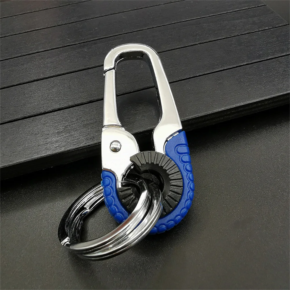 Men\'s Keychain Hook Stainless Steel Buckle Outdoor Carabiner Climbing Tool Double Ring Car Fishing Key Ring Car Accessories