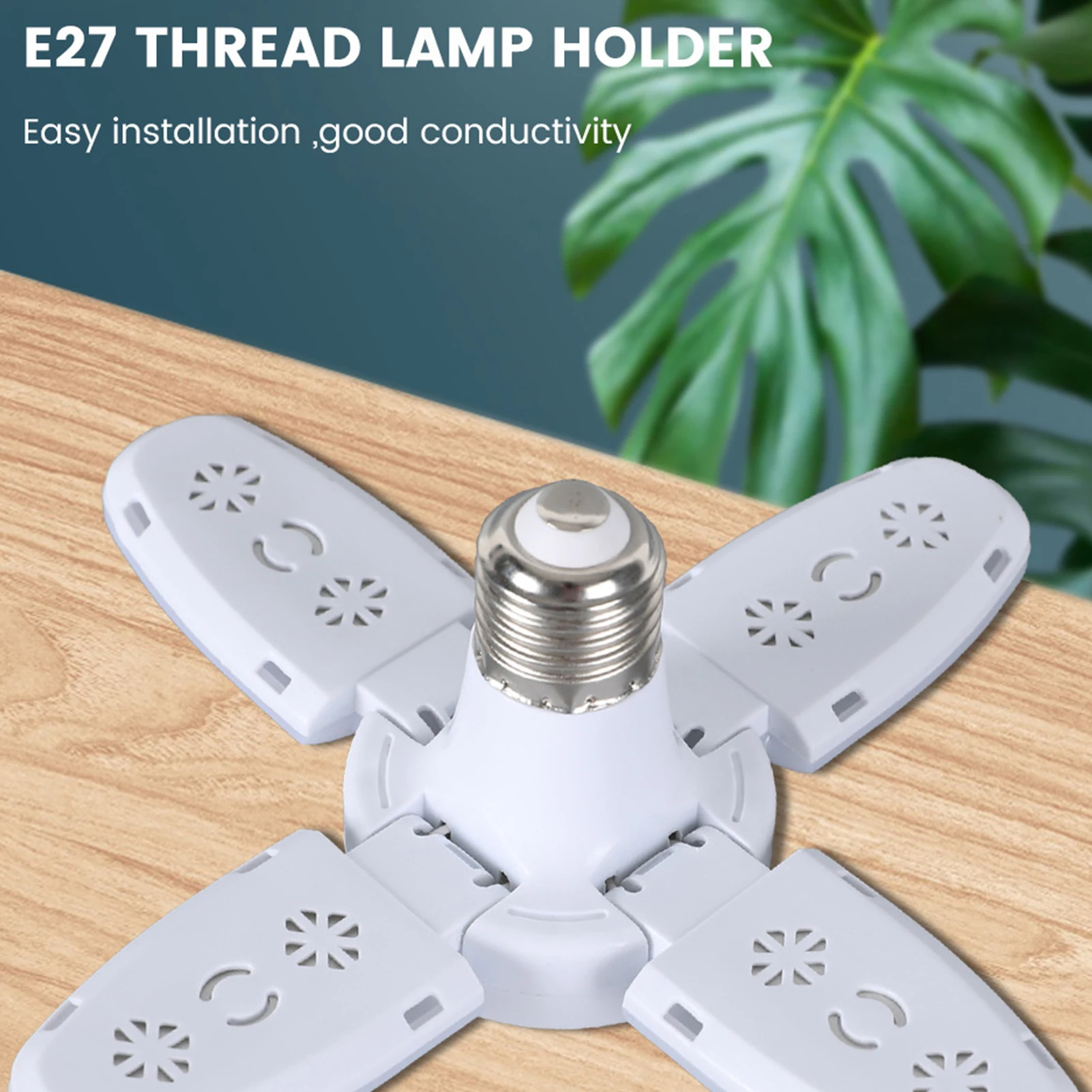 E27 Fan Shape Foldable 28W LED Bulb Deformation 6500K Utility Room LED Wall Lamp For Barn Workshop Storage White Leaf Light