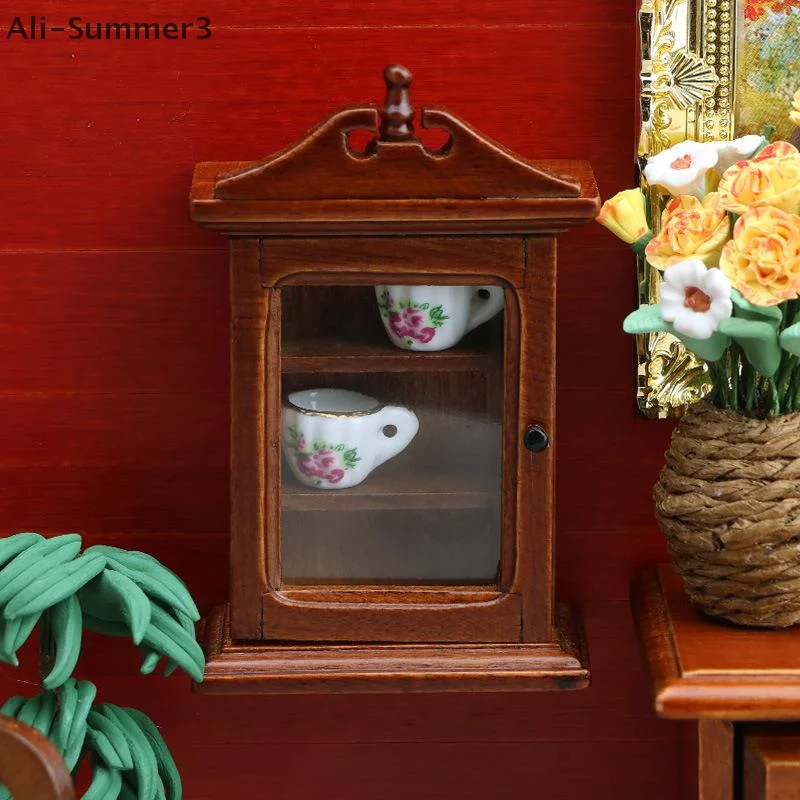 1/12 ドールハウスシングルドア壁ラック収納キャビネットモデルドールハウス家具装飾おもちゃドールハウスアクセサリー