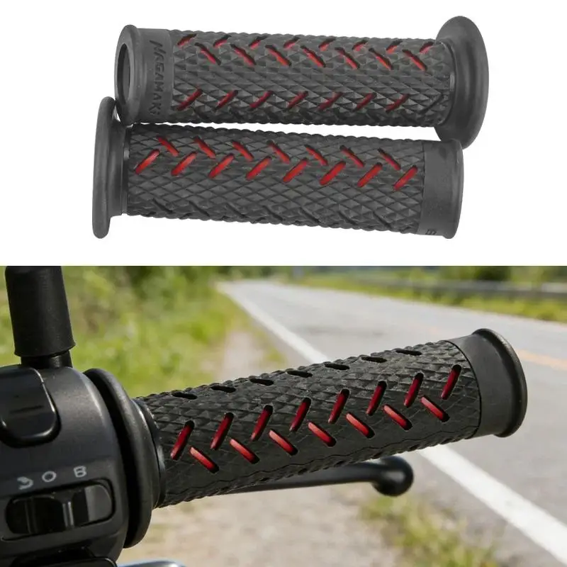 1 Pair Motorcycle Gel Rubber Handlebar Grips 22mm Anti-slip Wear-resistant Covers for Street Dirt Bike Off-road Riding