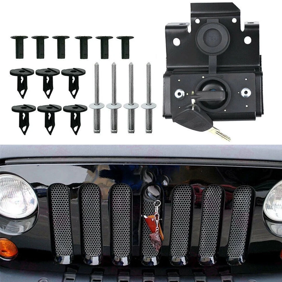 

Комплект замка капота в сборе, противоугонный для Jeep Wrangler JK 2007-2018 гг., противоугонная защелка капота, защелка, замок крышки двигателя, ключ соответствия