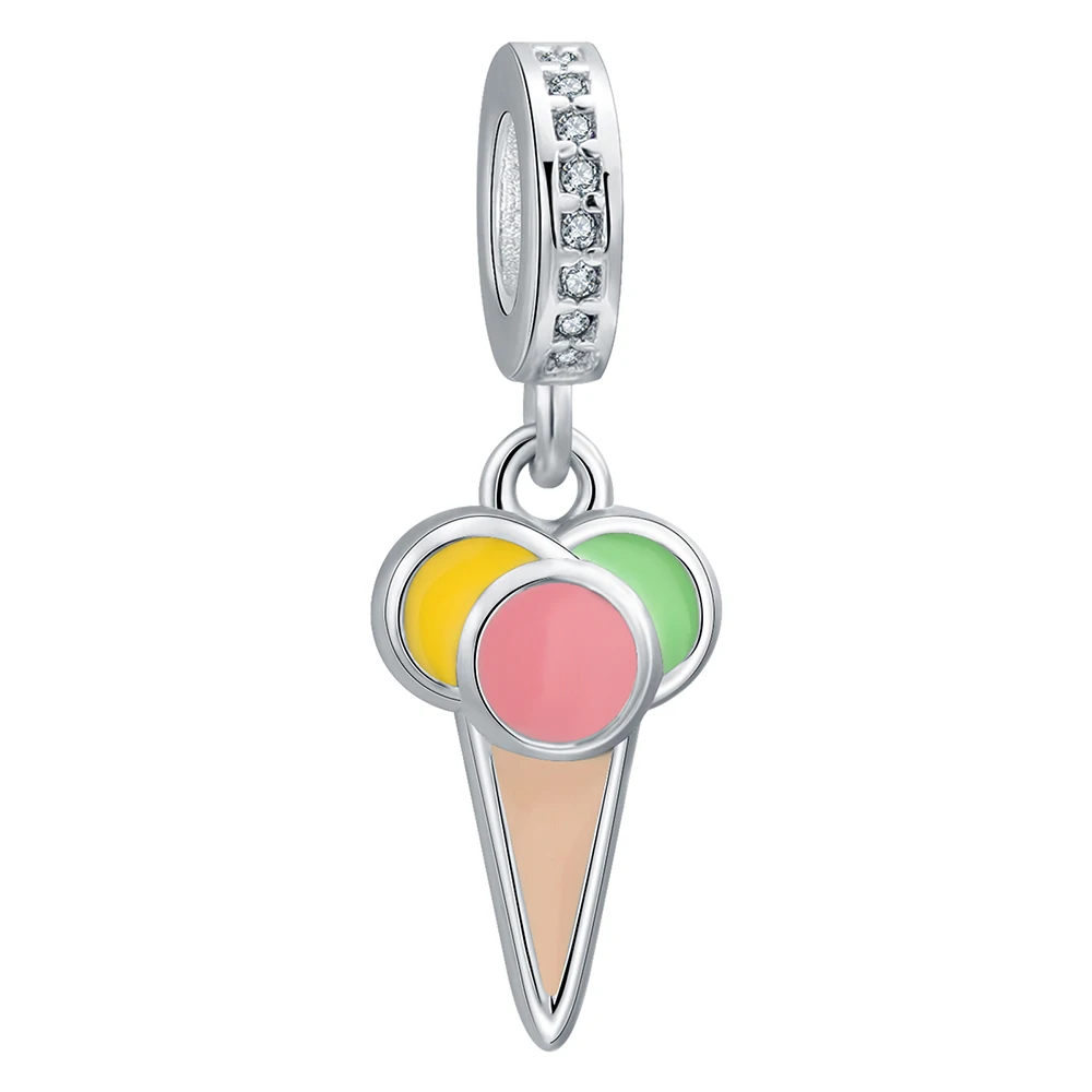 925 Sterling Silver Summer Series Ice Cream Charms Bead With Enamel Fit European Bracelets Jewelry For Women Girls Best Gifts