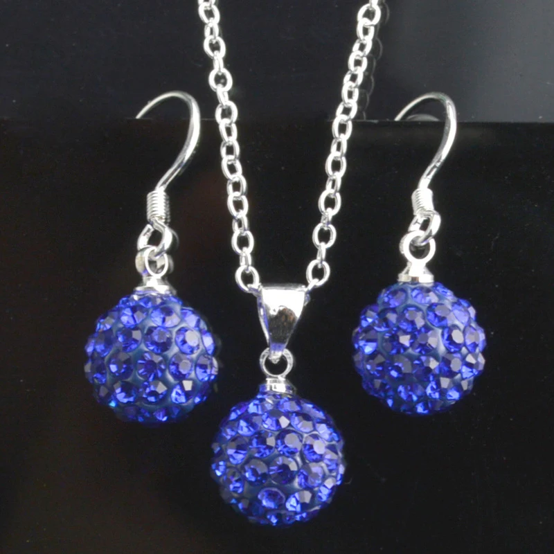 

11Colors Factory Price 925 Sterling Silver Bridal Jewelry Sets For Women Micro Crystal Necklaces Earrings Set Accessory