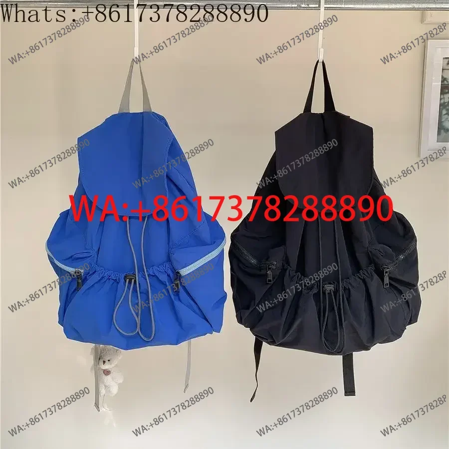 Folded drawstring nylon backpack for women, niche trend, large capacity flip student backpack, shoulder bag for girls