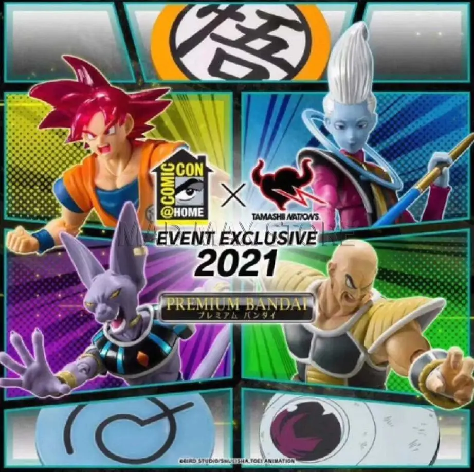 

In-stock Bandai SHF Dragon Ball WHIS BEERUS SON GOKU NAPPA 2021 CJ Event Limited 1/12 Articulated Figure Model Collectible Gift