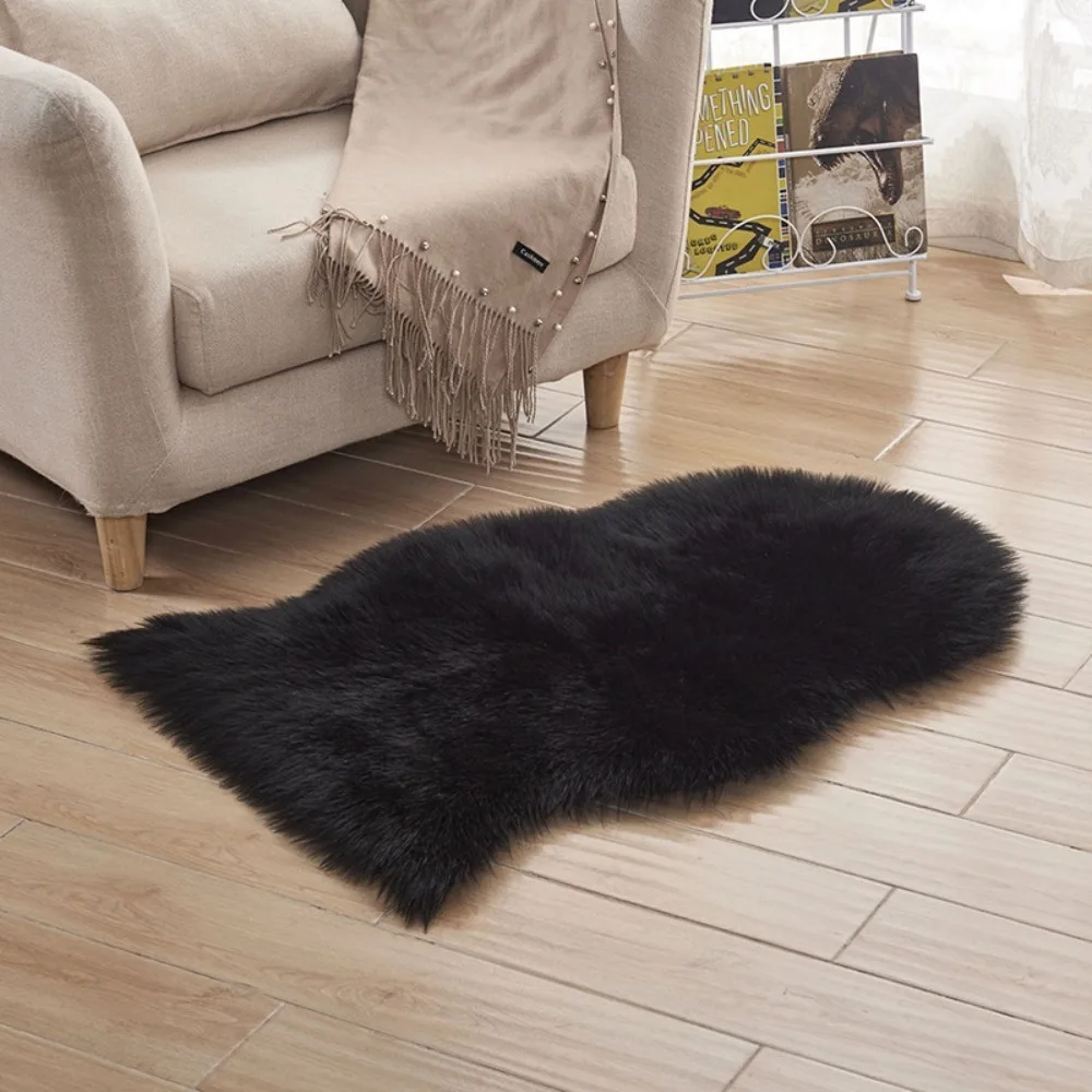 

Fashion Imitation Wool Soft Rugs New Solid Color Long Hair Carpet Fluffy Shaggy Sheepskin Rug Washable Non Slip Bedroom Mats