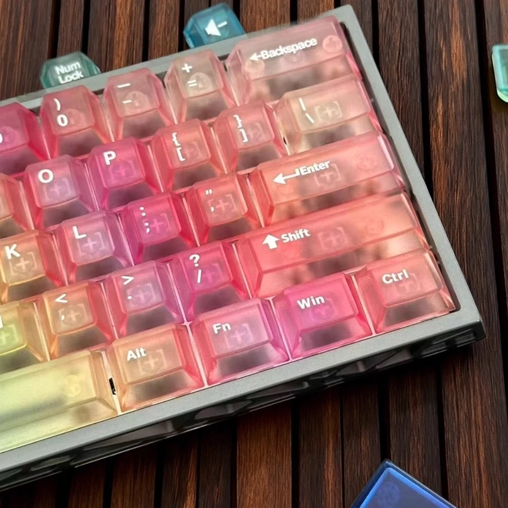 Rainbow Fog Transparent Keycap Pc Cherry Keyboard Keycap Light-Transmitting Color Halo Gradient Starry Sky Keycap