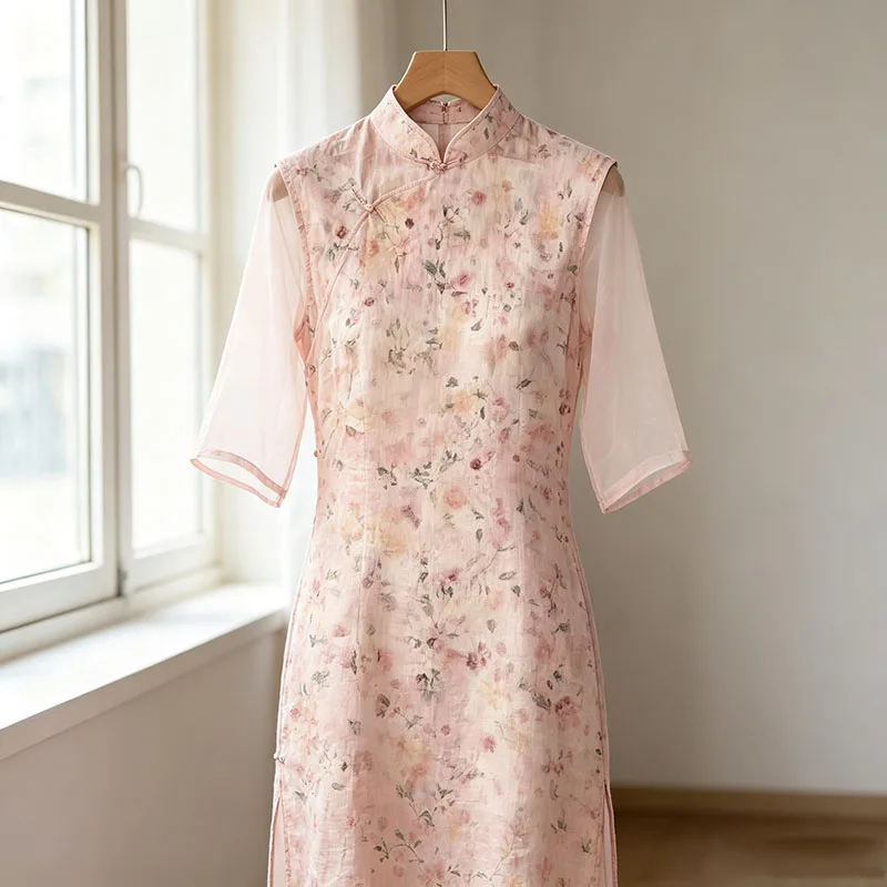 Ramie Grey Fabric, Dyed Plain Weave Lightweight High Density, Wrinkle Resistant Natural Antibacterial, For Summer Curtain Dress,