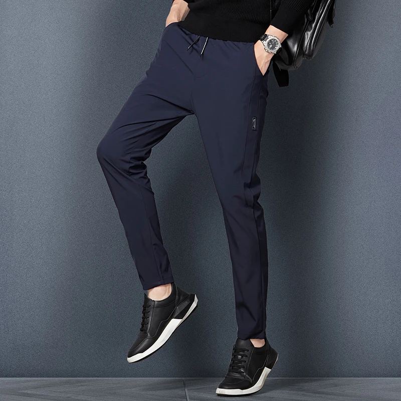 

Men's Spring Autumn Drawstring Pocket Solid Casual Harlan Sports Bandage Shirring Trousers Fashion Loose Office Lady Pants