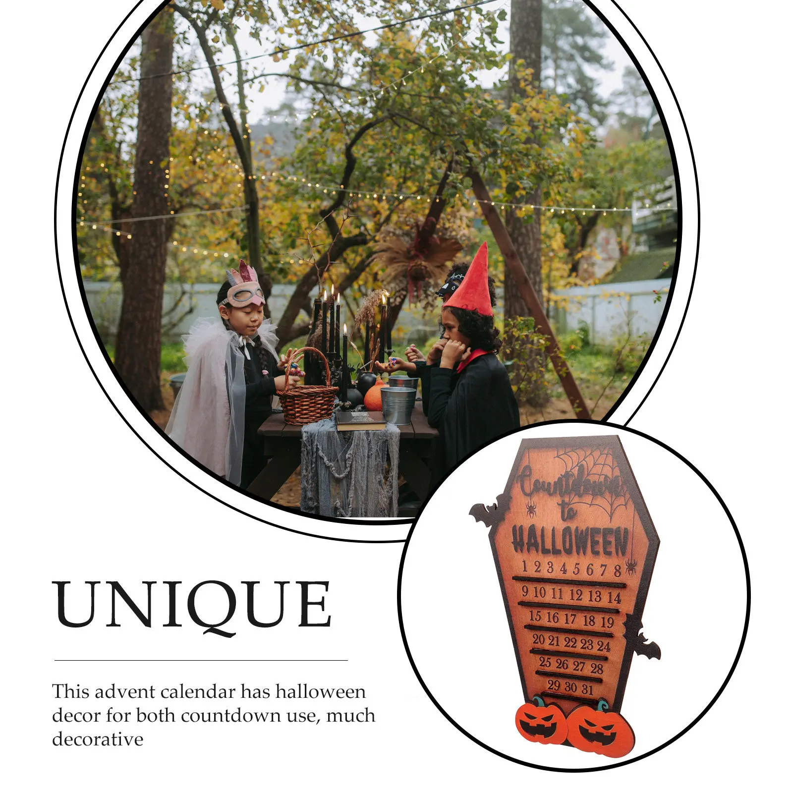 

Halloween Countdown Calendar Wooden Decoration with Digital Numbers for Shelf Mantel Home Festive Atmosphere Halloween Decor