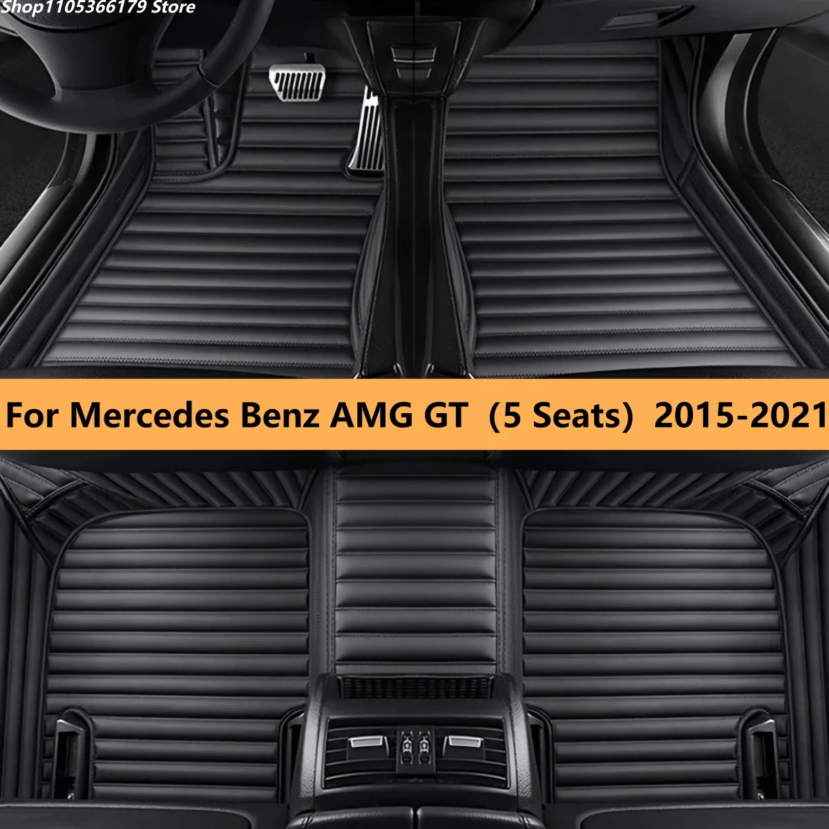 

Автомобильные коврики на заказ для Mercedes Benz AMG GT (5 мест) 2015-2021 годов выпуска, полный комплект для переднего и заднего рядов.