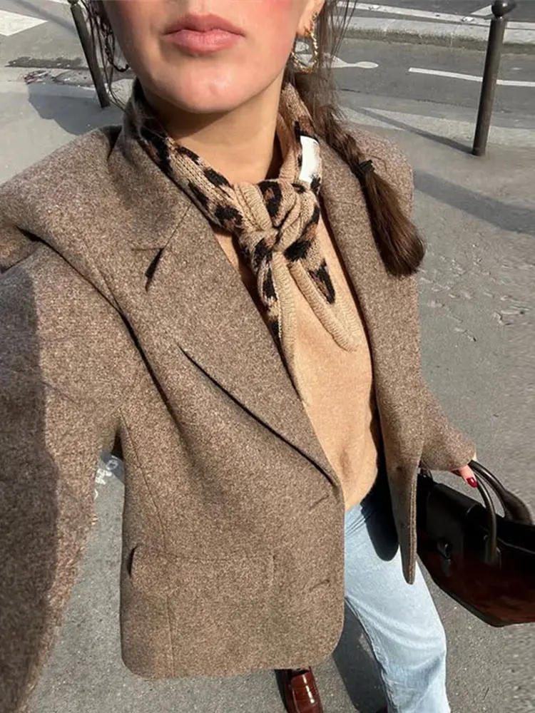 Elegant Tassels Woolen Women's Blazer Loose Lapel Single-Breasted Pocket Lady Coat 2026 Autumn Winter Female Streetwear New