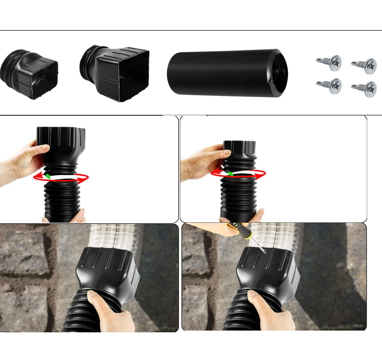 Extensões de calha de chuva, dreno flexível, extensor de drenagem, conector de calha, drenagem de água de chuva