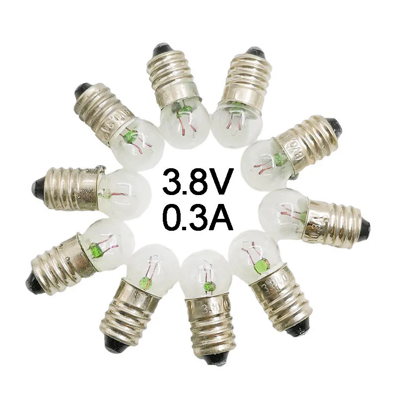 JOYING LIANG-Cuentas de luz E10, Bombilla de tornillo, accesorios de linterna, 3,8 V, 0.3A, 10 unidades por lote