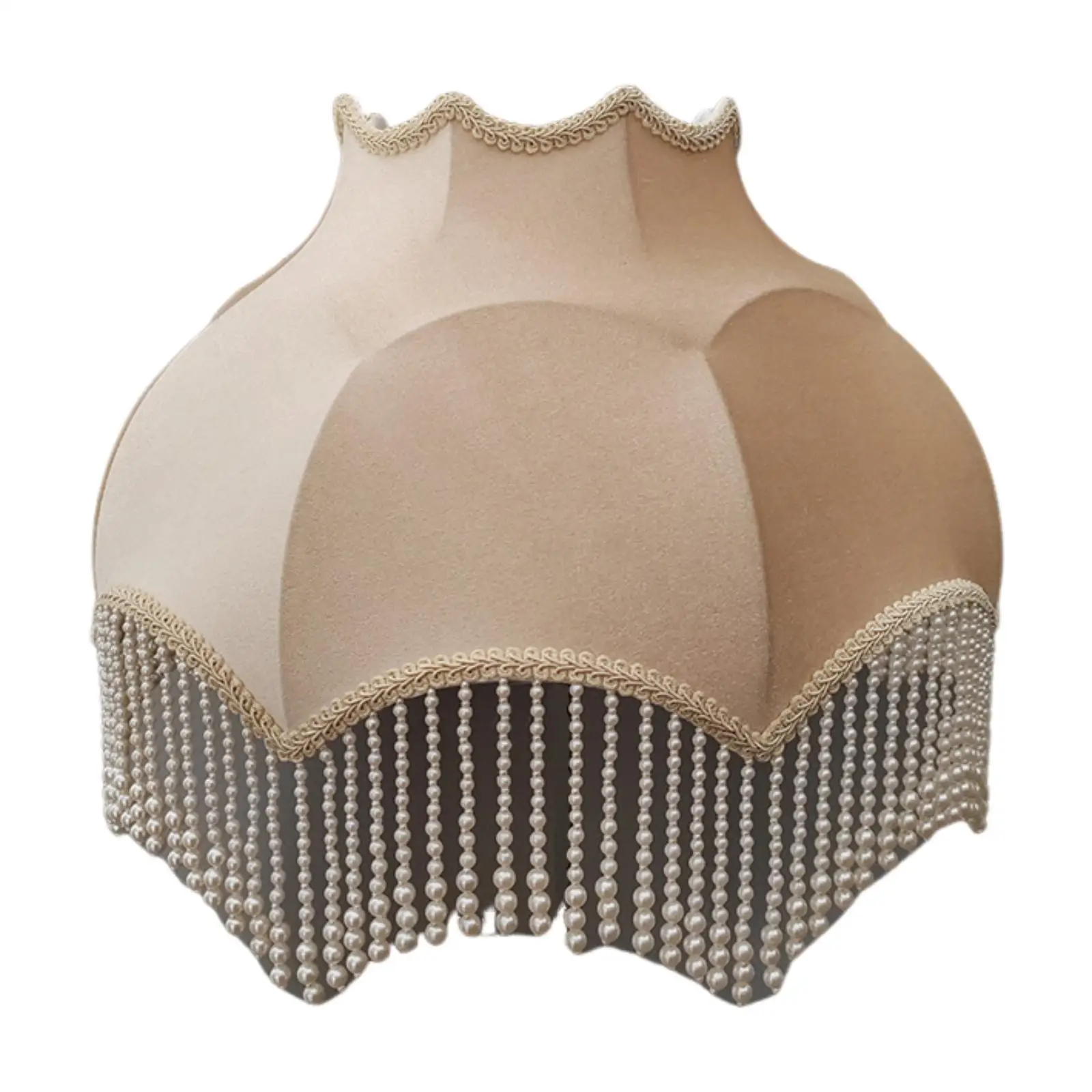 

Velvet Lamp Shade Replacement Decorative Floor Lamp Cover Bell Shape Scallop with Bead Tassels Classic for Hotel Living Room