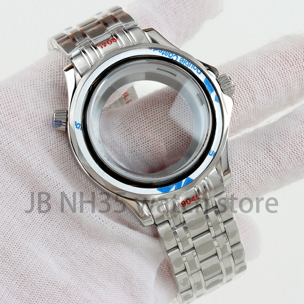 41 mm Uhrengehäuse, 20 mm Armband-Set für Seamaster 300 Seiko NH35 NH36 Automatikwerk, 31 mm Zifferblatt, massiver 316L-Edelstahl