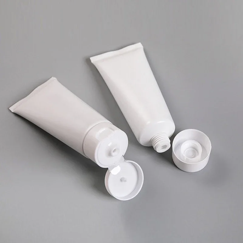 5Pcs 10ml - 100ml White Plastic Soft Tubes Travel Empty Bottle Refillable Packing Containers For Cosmetic Cream Lotion Shampoo