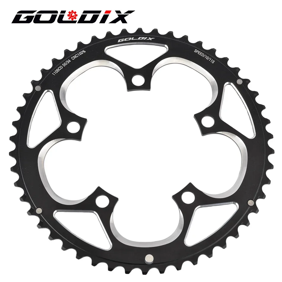 GOLDIX 110BCD Bicycle Chainring Double Disc 50-34T for Road Bike Crankset Compatible 9/10/11Speed Folding Bike Chain Wheel