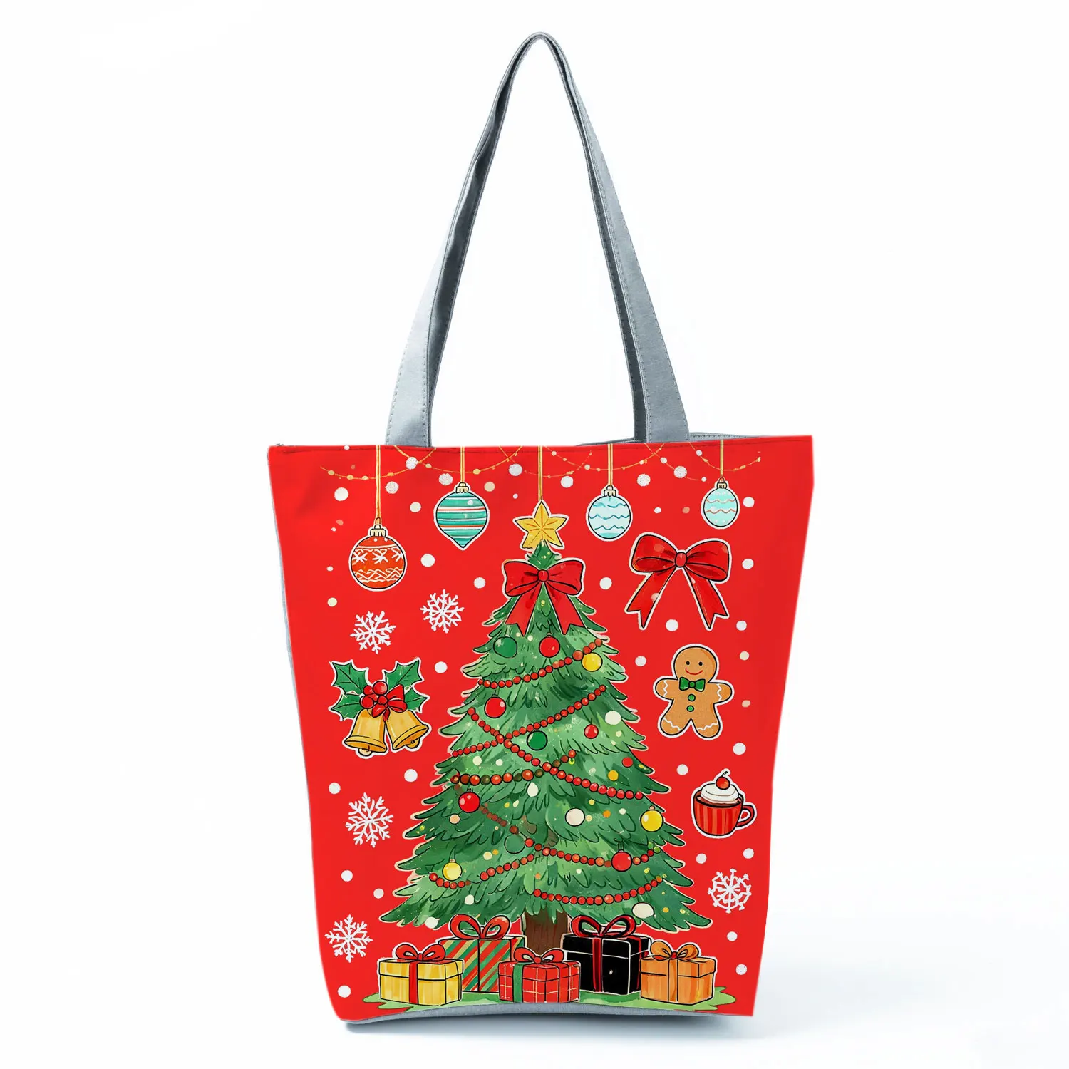 Christmas Holiday Celebration Tree Printed Women Handbag Daily Shoulder Bag Eco Shopper Bag Large Capacity Tote Bolso Can DIY