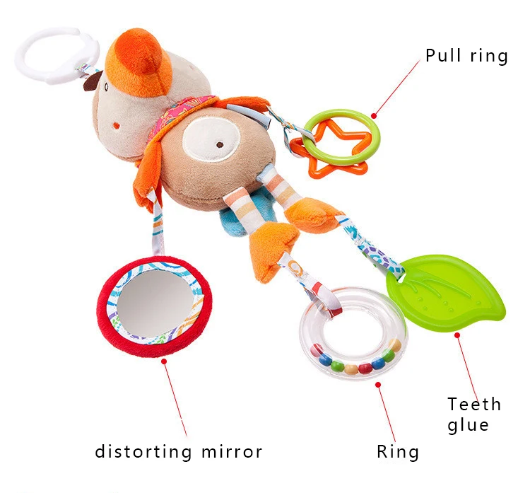 Passeggino appeso tornio per bambini appeso BB chiamato Jingle Baby sonagli ciondolo musica dentifricio giocattolo perline di peluche divertenti giocattoli a specchio