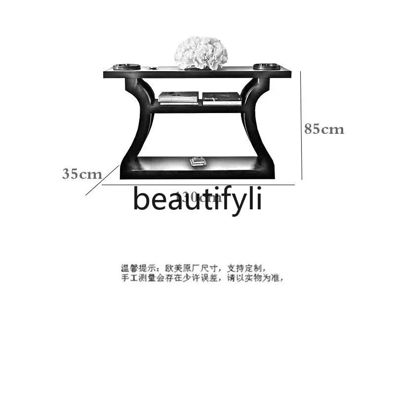 

yj15 French antique black entrance table solid wood foyer aisle retro entrance table against the wall, entrance cabinet2005