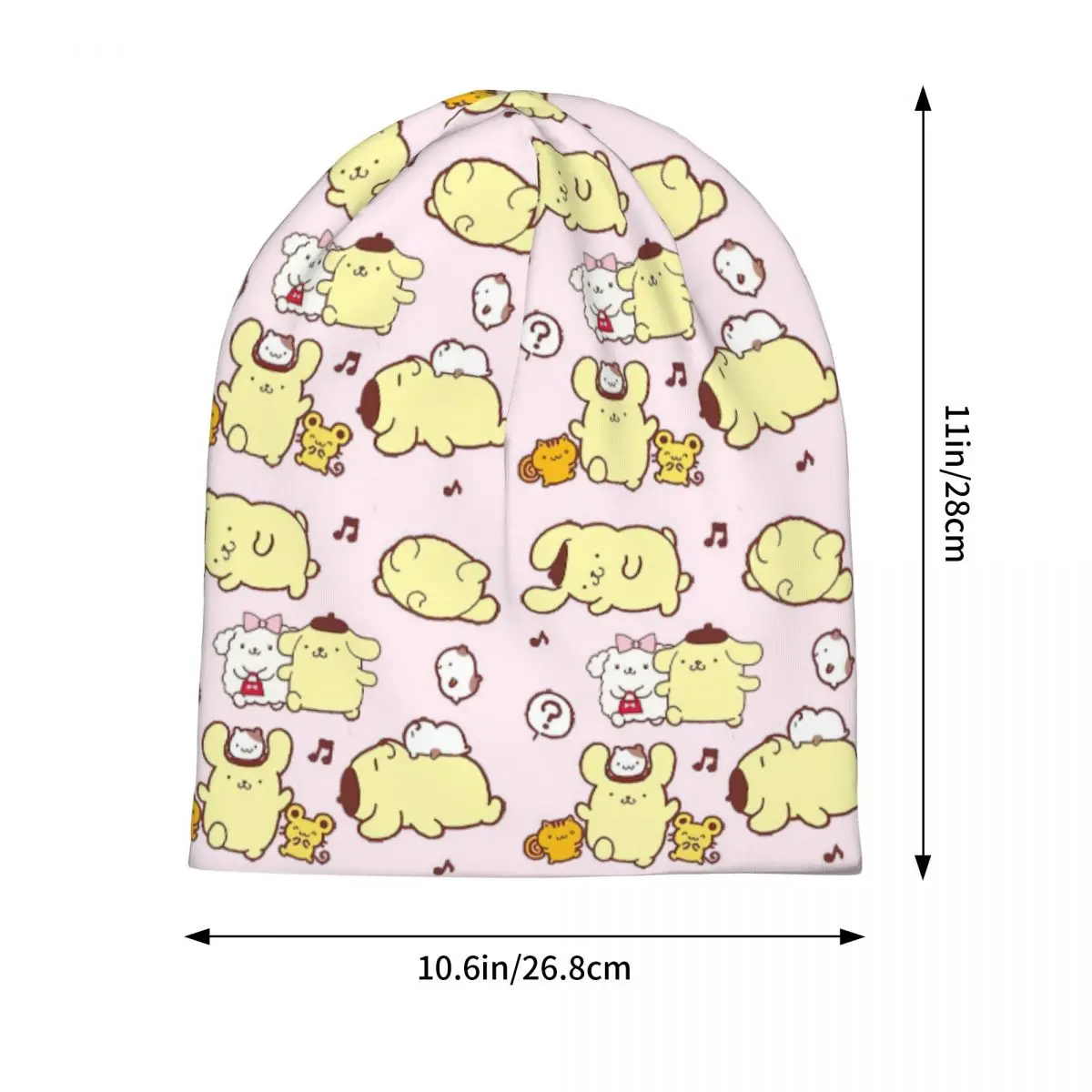 หมวกบีนนี่ลายปอมปอมปุรินน่ารัก แฟชั่นการ์ตูน สำหรับผู้ชายและผู้หญิง หมวกคลุมศีรษะอเนกประสงค์สำหรับกิจกรรมกลางแจ้ง ให้ความอบอุ่น
