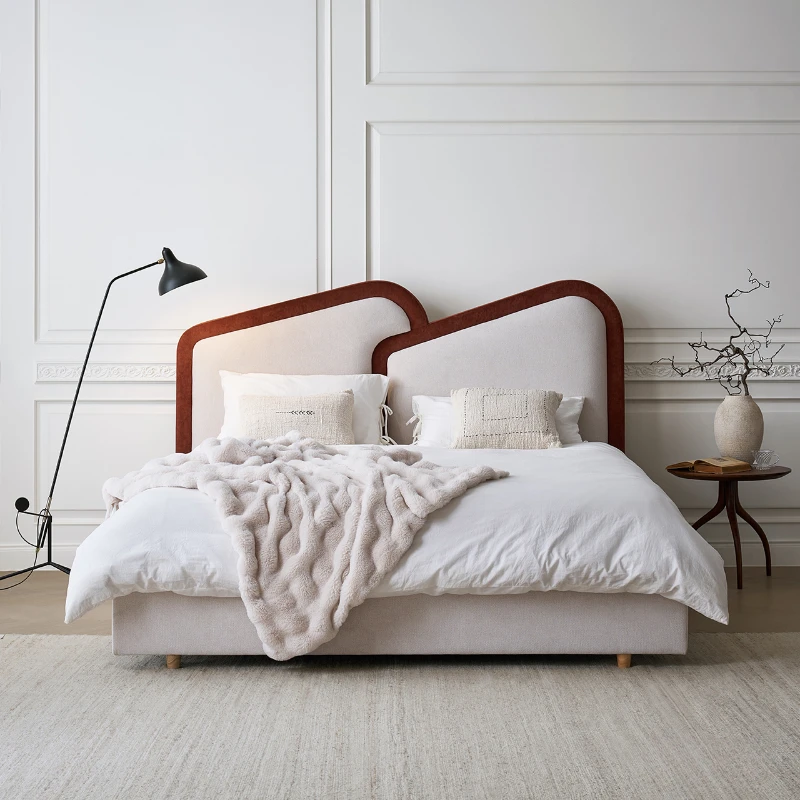 

*s for Cream Designer Double Bed Velvet Italian Fabric Princesse Beds Bedroom Adults Modern Bedroom Furniture*