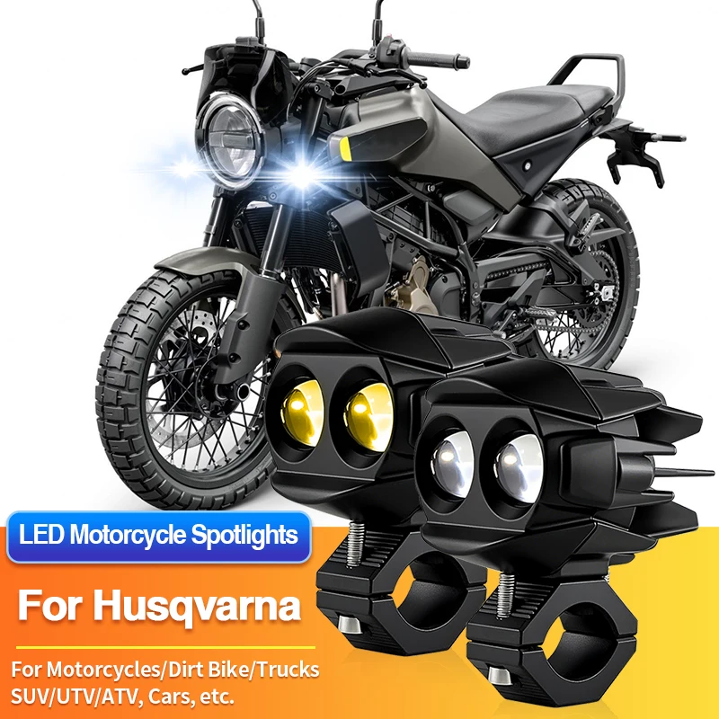 1 Set Universal Motorcycles Headlight LED Fog Light Dual Color Spotlights for Husqvarna FE450/FE501/FE501S/FS450/FX350/FX450