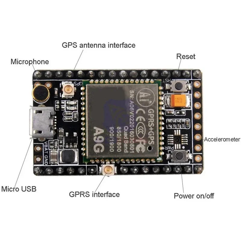 diymore A9G Module GPRS GSM BDS Development Board Quad-Band 800/900/1800/1900MHz SMS Wireless Data Transmission IOT with Antenna