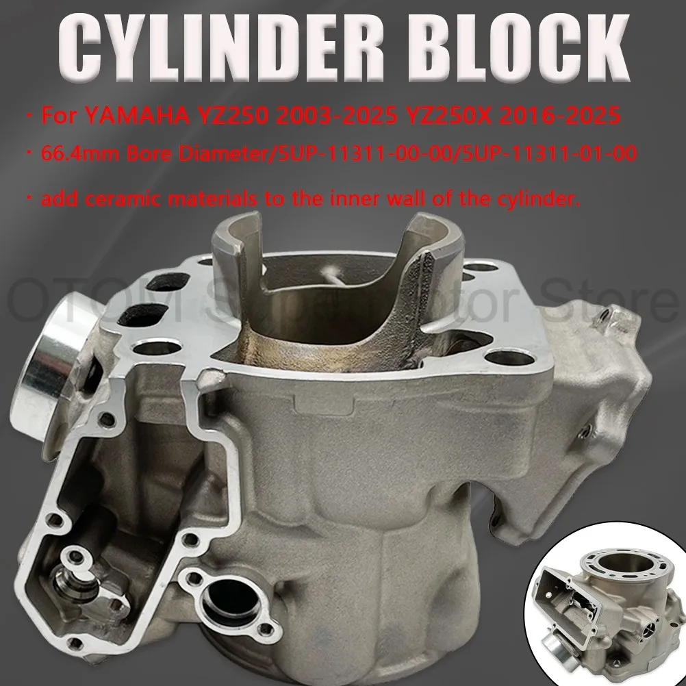 For YAMAHA YZ250 2003-2025 YZ250X 2016-2025 Motorcycle 66.4mm Cylinder Block Aluminum 2-Stroke Engine Cylinder Accessories Parts