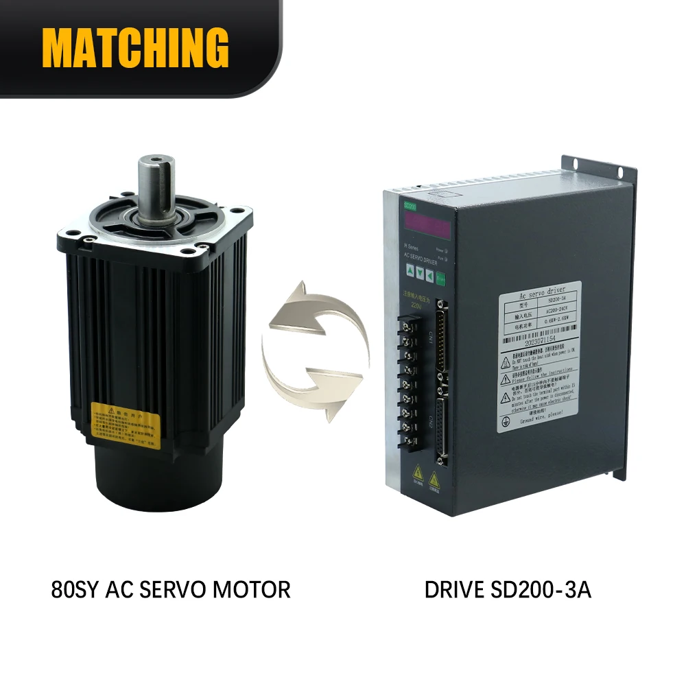 Kit Motor Servo AC HLTNC 750W 2.4N.M. Motor 0.75KW 80SY-M02430 Dengan Driver Servo