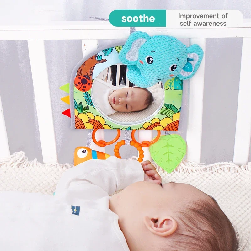 Montessori Baby Car Hanging Toys Colorful with Mini Mirror Interactive Hanging Toys For Attention Transfer Newborn Stroller Gift