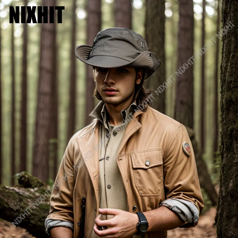 NIXHIT Sunscreen Men\'s Cap Summer Foldable Outdoor Sports Travel Camping Hiking Climbing Fishing Sun Bucket Hat Women Bunny Hat