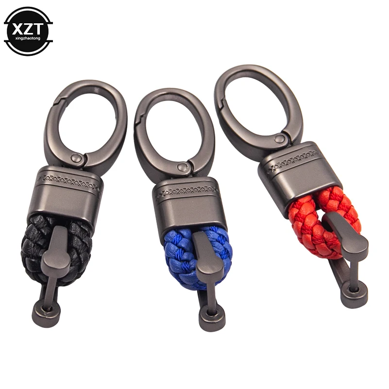 Car Key Holder Key Rings Key Chain Hand Woven Horseshoe Buckle Keychain Car Keyring Gift Creative Auto Accessories