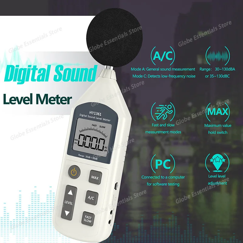 A/C Weighted Noise Decibel Meter USB Data Win7 Win10 Noise Meter Volume High and Low Sound Level  Noise