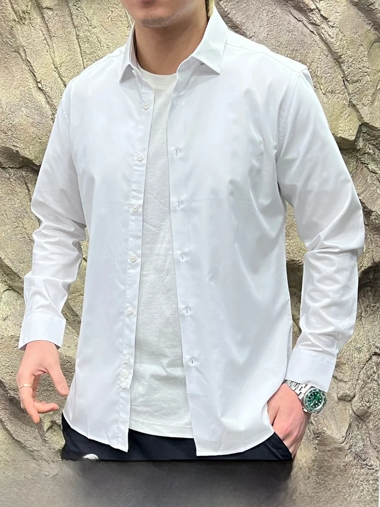

Classic Long Sleeve Men's Shirt Versatile White Casual Style H Series Breathable Comfortable Skin-Friendly Spring Summer Autu...